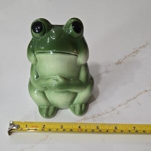 Green Frog Ceramic Figurine Planter